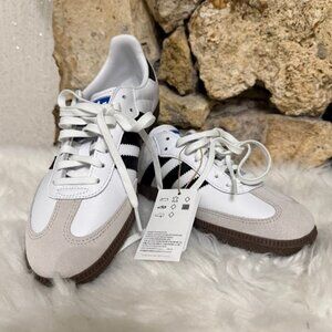 Adidas Originals Samba OG J White Black Low Top Sneakers Youth Size 6 US New